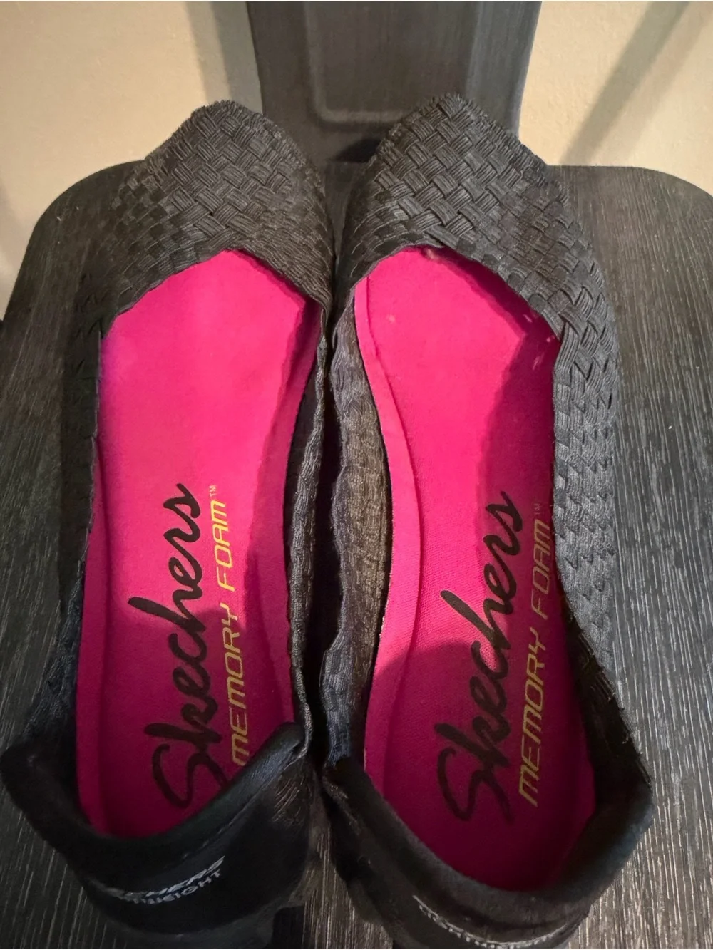 Skechers EZ Flex 2 Black Woven Memory Foam Flats 7